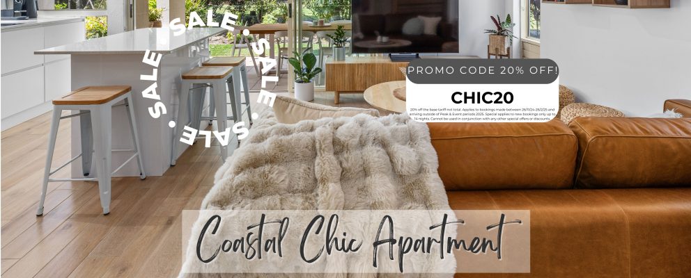 20% off* at Coastal Chic Apartment!